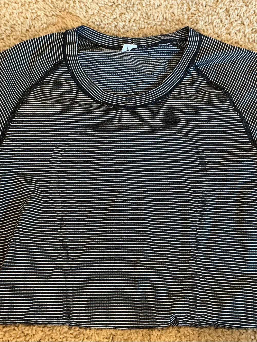 lululemon athletica Black and White Striped Short Sleeve swiftly tech